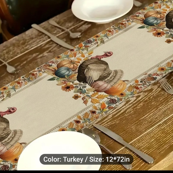 New Fall Turkey Table Runner 13x72 - Picture 2 of 3